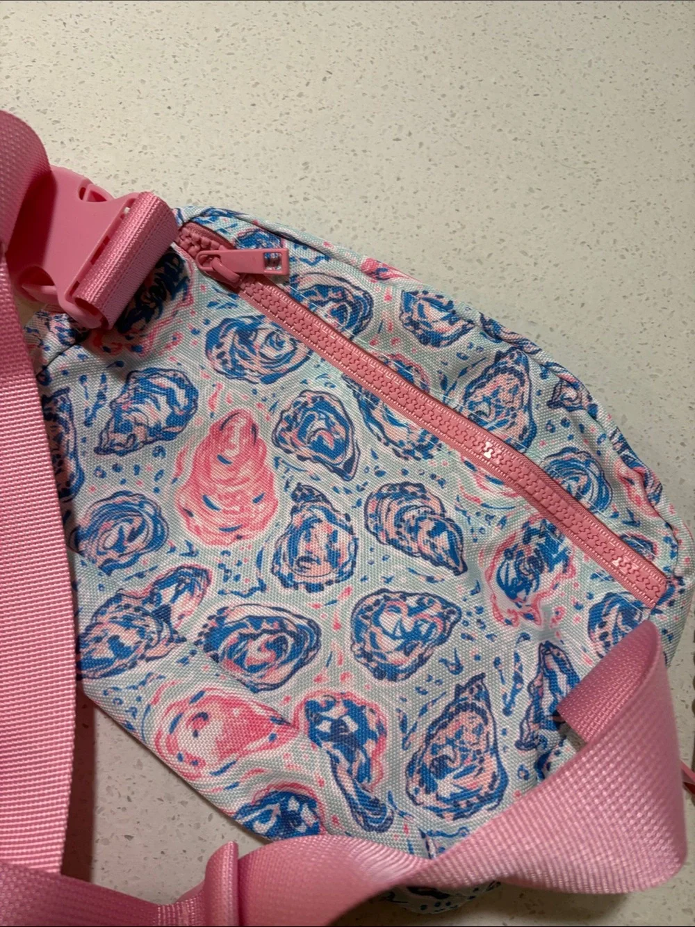 Simply Southern Pink and Blue OysterPatterned Cosmetic Belt Bag LIMITED EDITION